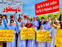 من الاحتجاج السلميّ في العاصمة الباكستانيّة إسلام آباد تنديدًا باضطهاد المسيحيّين